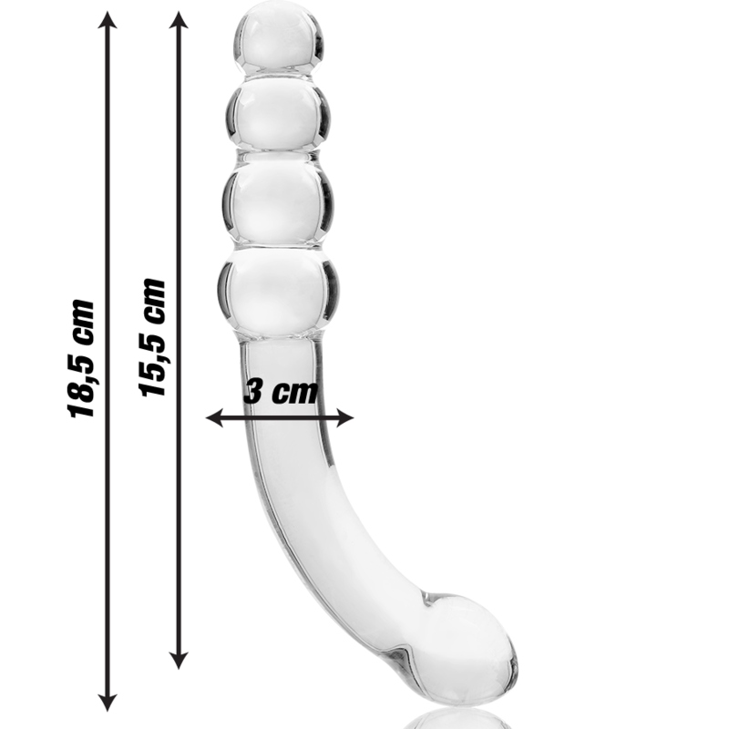 NEBULA SERIES BY IBIZA - MODEL 14 CLEAR BOROSILICATE GLASS DILDO 18.5 CM -O- 3 CM