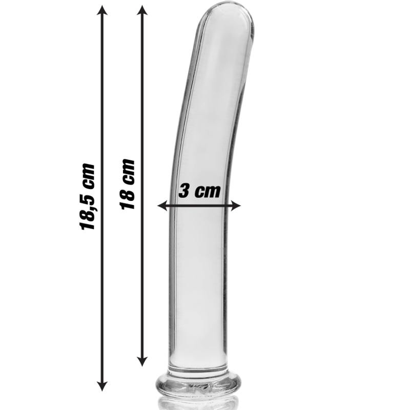 NEBULA SERIES BY IBIZA - MODEL 17 CLEAR BOROSILICATE GLASS DILDO 18.5 CM -O- 3 CM