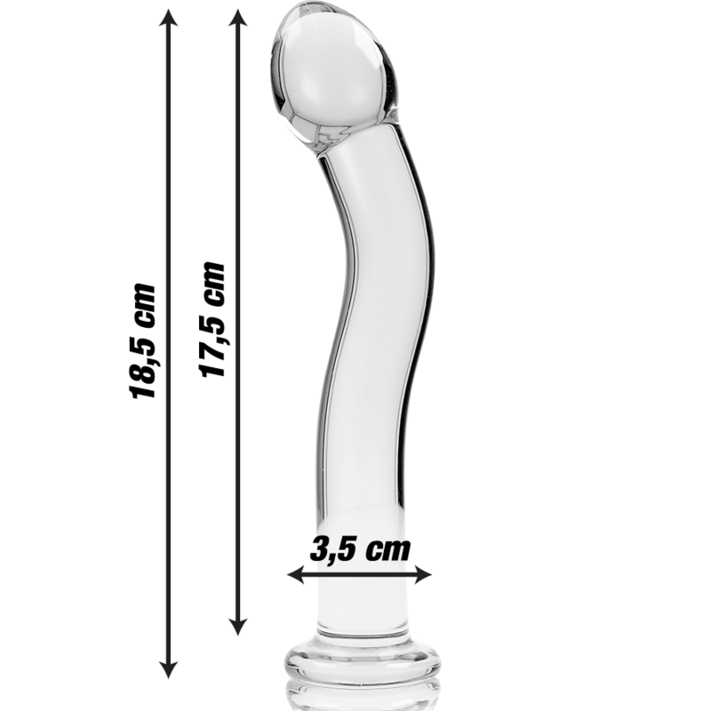 NEBULA SERIES BY IBIZA - MODEL 18 CLEAR BOROSILICATE GLASS DILDO 18.5 CM -O- 3.5 CM