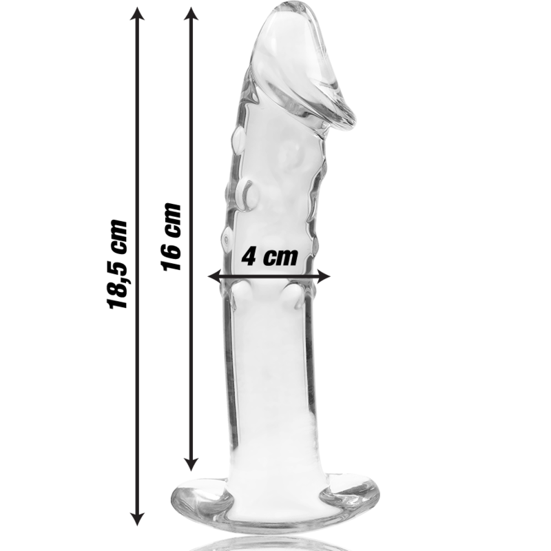 NEBULA SERIES BY IBIZA - MODEL 19 CLEAR BOROSILICATE GLASS DILDO 18.5 CM -O- 4 CM