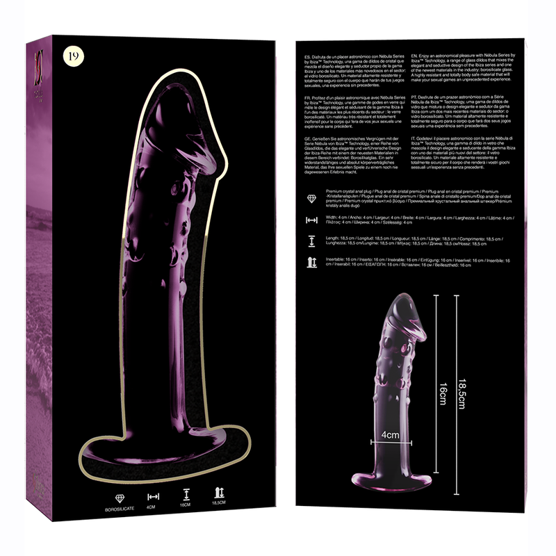 NEBULA SERIES BY IBIZA - MODEL 19 CLEAR BOROSILICATE GLASS DILDO 18.5 CM -O- 4 CM