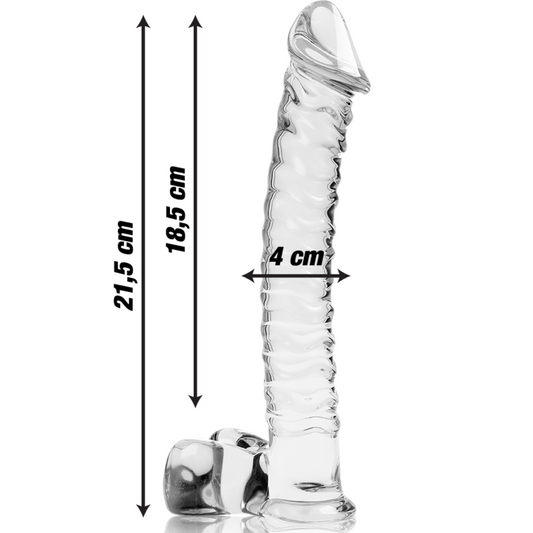 NEBULA SERIES BY IBIZA - MODEL 23 CLEAR BOROSILICATE GLASS DILDO 21.5 CM -O- 4 CM