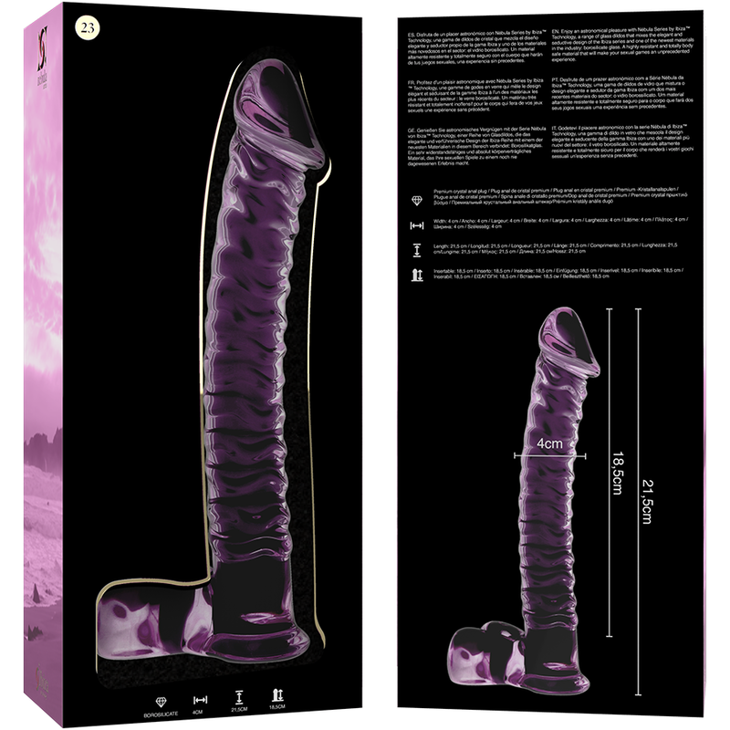 NEBULA SERIES BY IBIZA - MODELO 23 DILDO DE CRISTAL BOROSILICATO TRANSPARENTE 21,5 CM -O- 4 CM