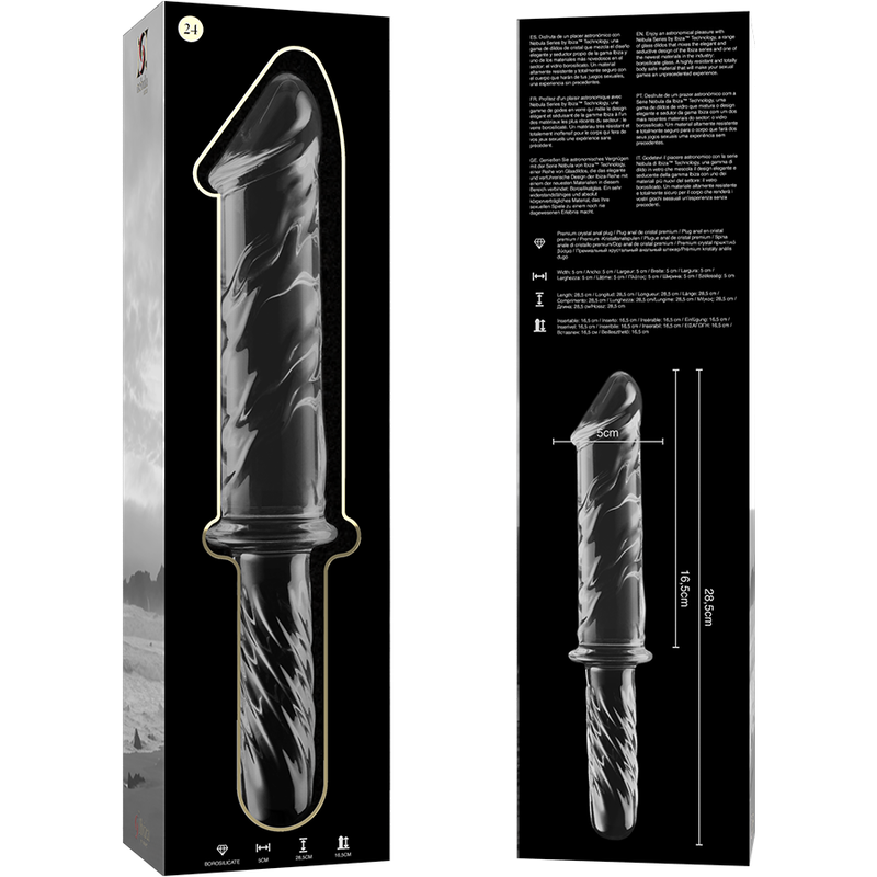 NEBULA SERIES BY IBIZA - MODELO 24 DILDO DE CRISTAL BOROSILICATO TRANSPARENTE 28,5 CM -O- 5 CM