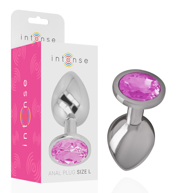 INTENSE - PLUG ANAL DE METAL DE ALUMINIO CON CRISTAL ROSA TALLA L