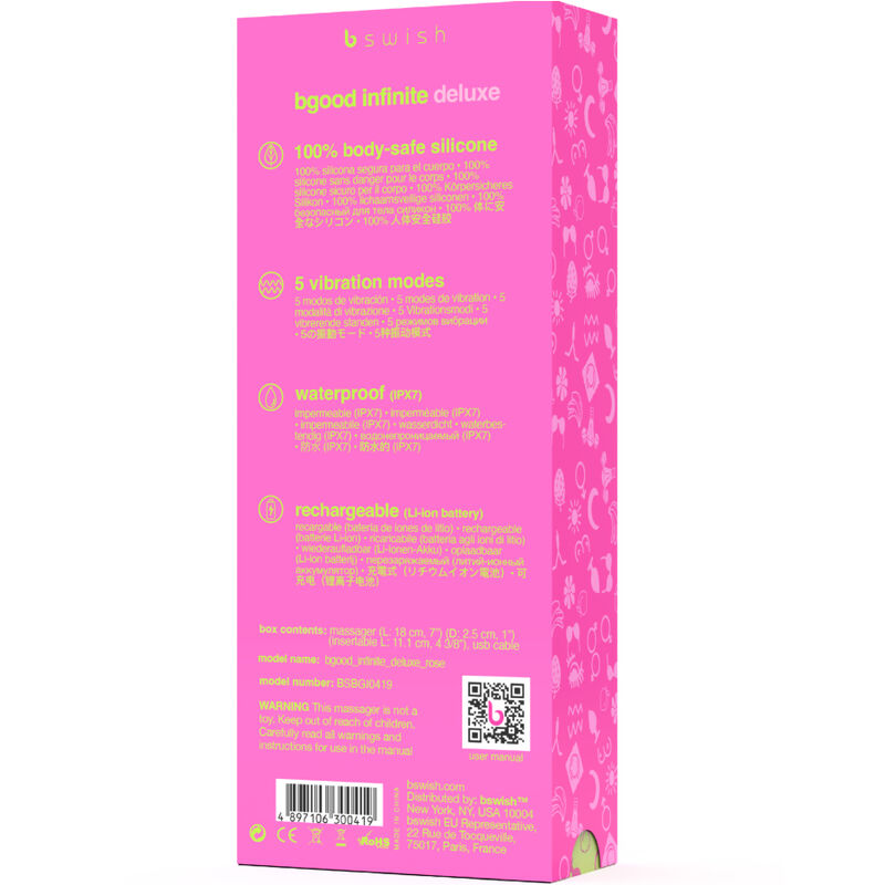 B SWISH - B SWISH RECHARGEABLE VIBRATOR - BGOOD INFINITE DELUXE SILICONE PINK