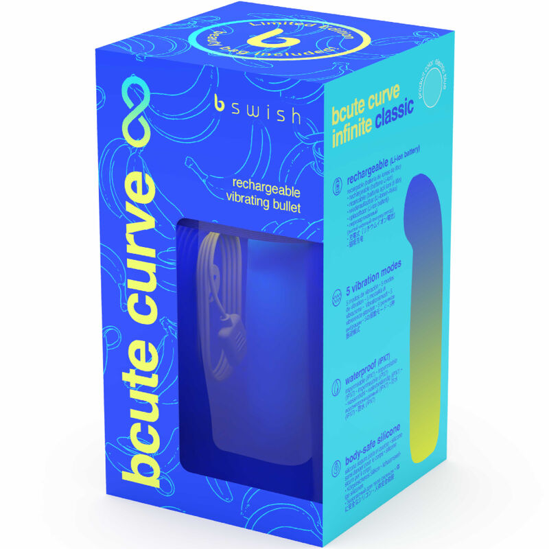 B SWISH - VIBRATEUR RECHARGEABLE EN SILICONE BLEU BCUTE CURVE INFINITE CLASSIC ÉDITION LIMITÉE