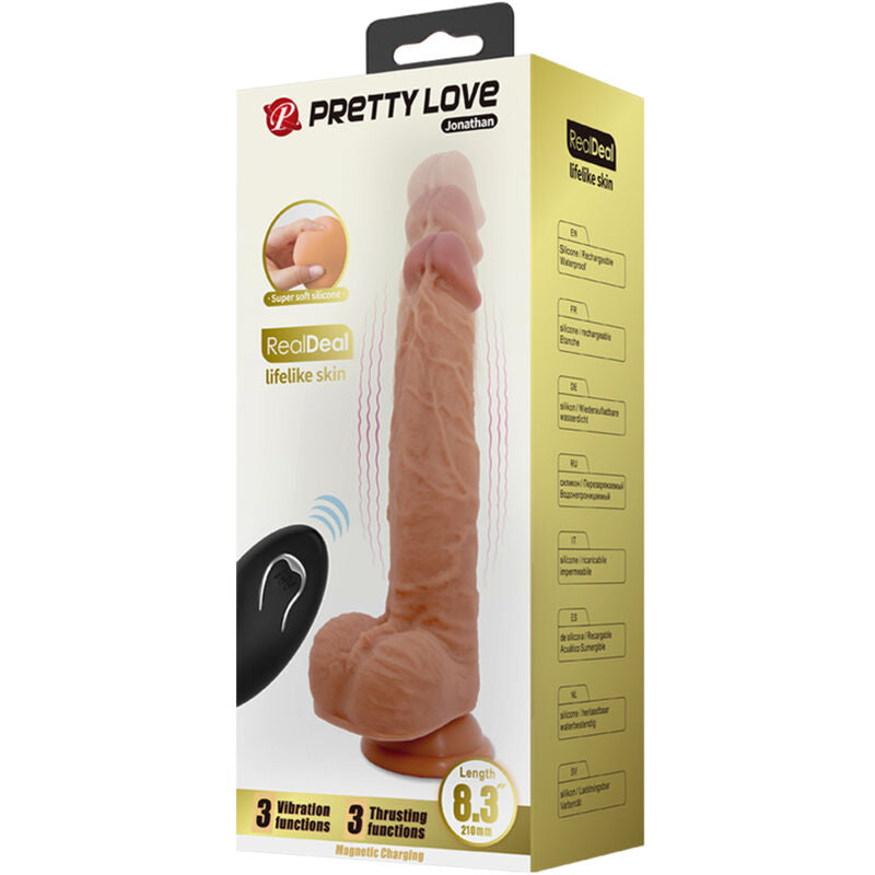 PRETTY LOVE - JONATHAN SILICONE DILDO 3 VIBRATIONS + 3 SIZES INSERTION REMOTE CONTROL 21 CM