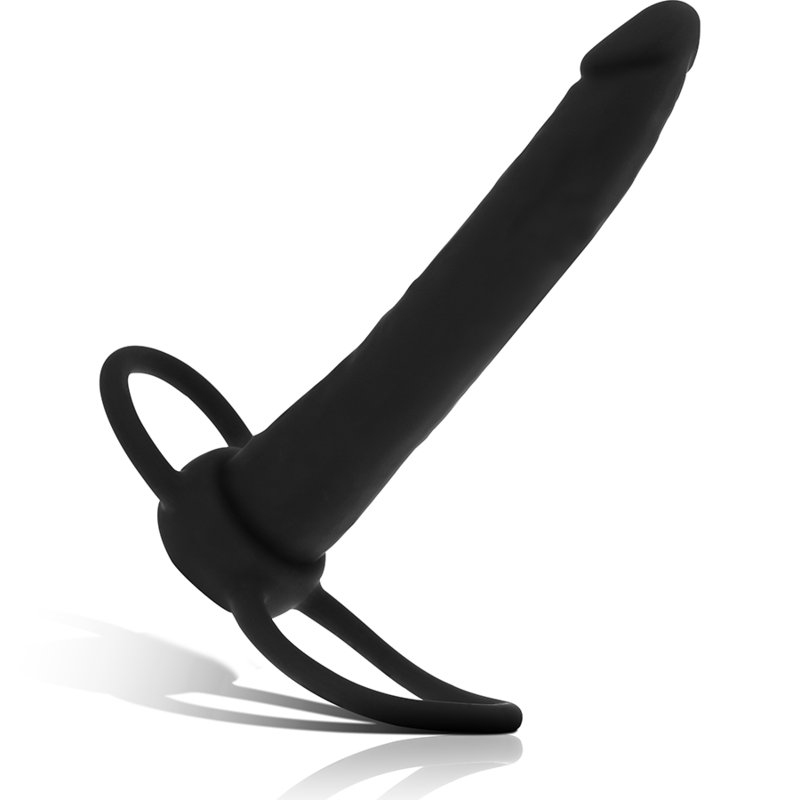 MYTHOLOGY - GODE ANAL COBI ONYX AVEC ANNEAU DE BITE ET TESTICULE 13 CM EN SILICONE