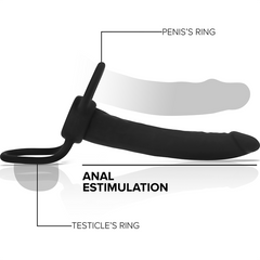 MYTHOLOGY - COBI ONYX ANAL DILDO WITH COCK RING AND TESTILE 13 CM IN SILICONE