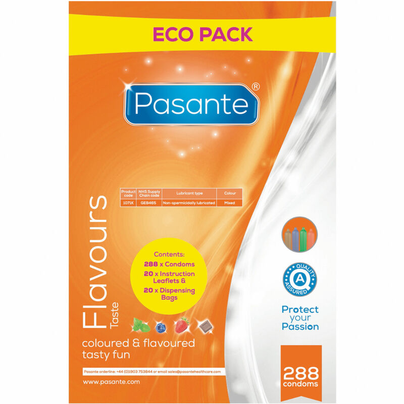 PASANTE - CONDONES ECO PACK SABORES BOLSA 288 UNIDADES