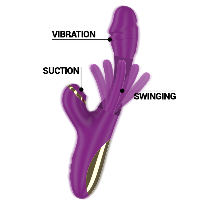 INTENSE - ATENEO RECHARGEABLE MULTIFUNCTION VIBRATOR 7 VIBRATIONS WITH OSCILLATING TONGUE AND SUCKING PURPLE