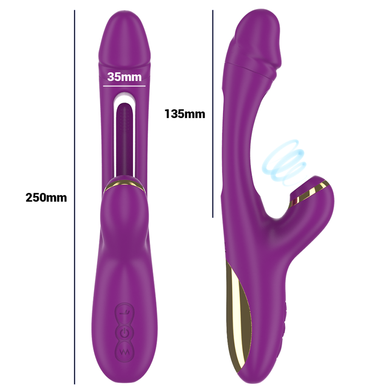 INTENSE - ATENEO RECHARGEABLE MULTIFUNCTION VIBRATOR 7 VIBRATIONS WITH OSCILLATING TONGUE AND SUCKING PURPLE