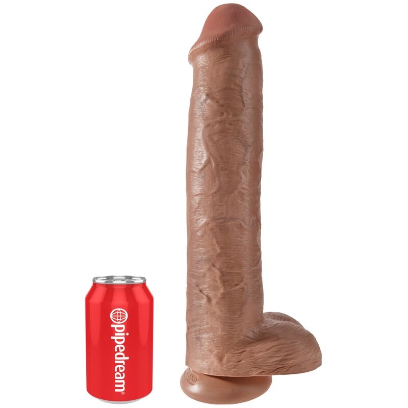 KING COCK - REALISTIC PENIS WITH BALLS 34.2 CM CARAMEL