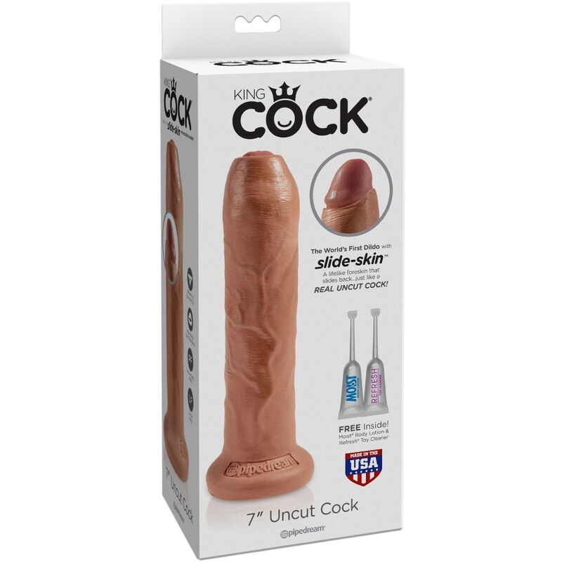 KING COCK - REALISTIC UNCUT PENIS 17.8 CM CARAMEL