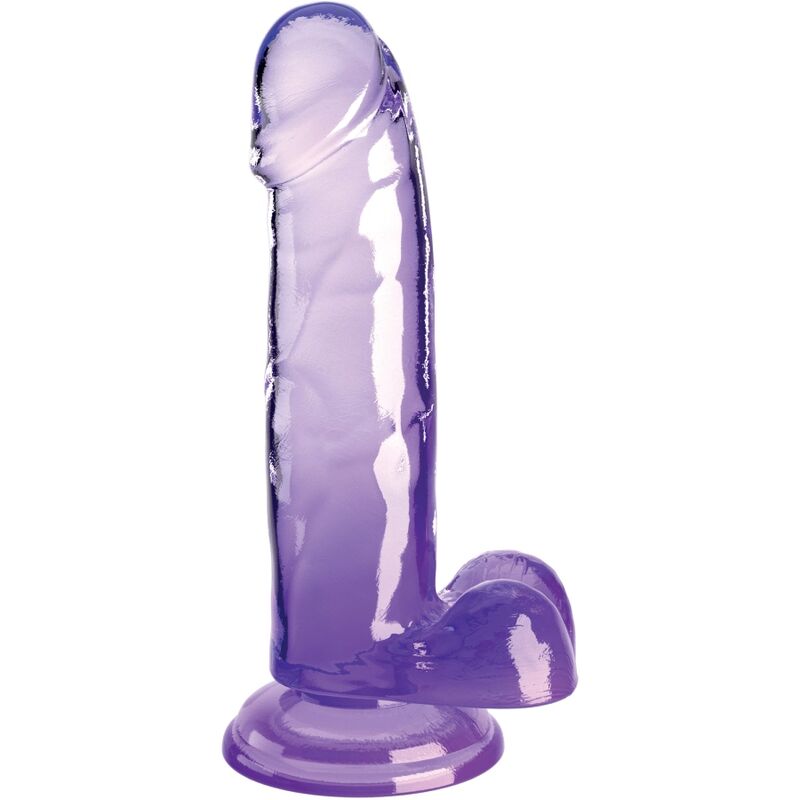 KING COCK - PENE REALISTA CLARO CON BOLAS 15,2 CM MORADO