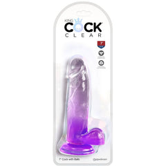 KING COCK - PENE REALISTA CLARO CON BOLAS 15,2 CM MORADO