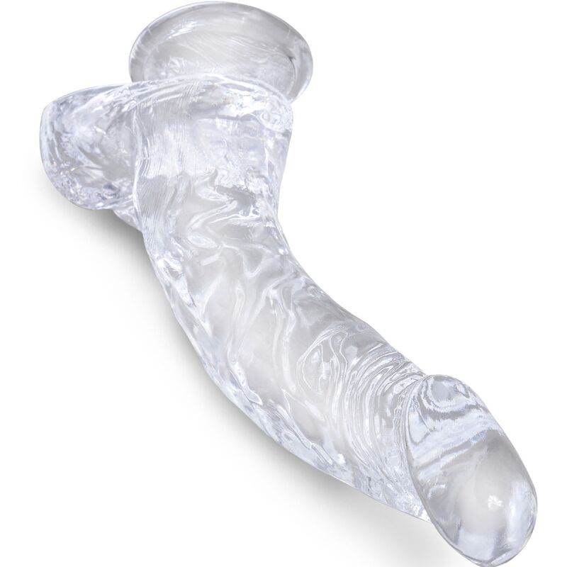 KING COCK - CLEAR REALISTIC CURVED PENIS WITH BALLS 16.5 CM TRANSPARENT