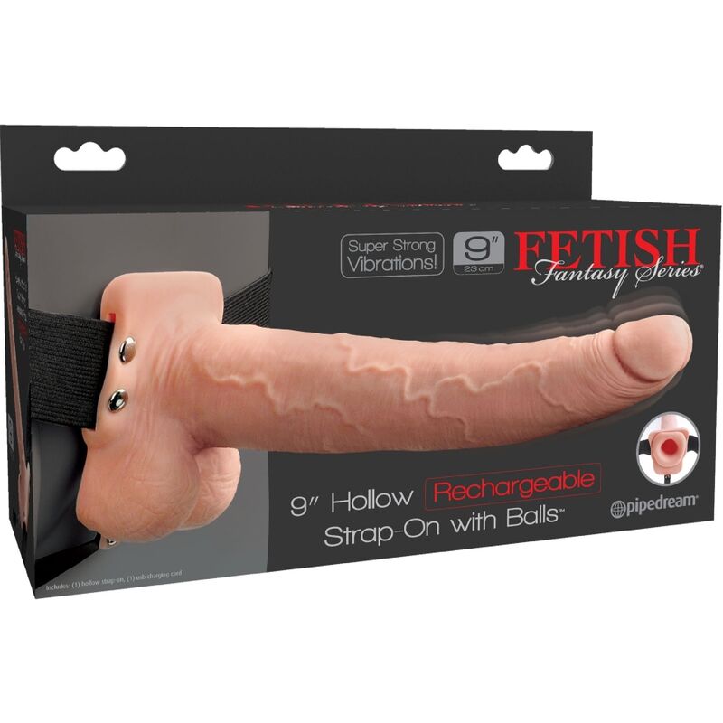 FETISH FANTASY SERIES - HARNAIS RÉGLABLE PÉNIS RÉALISTE AVEC BALLES RECHARGEABLES ET VIBRATEUR 23 CM