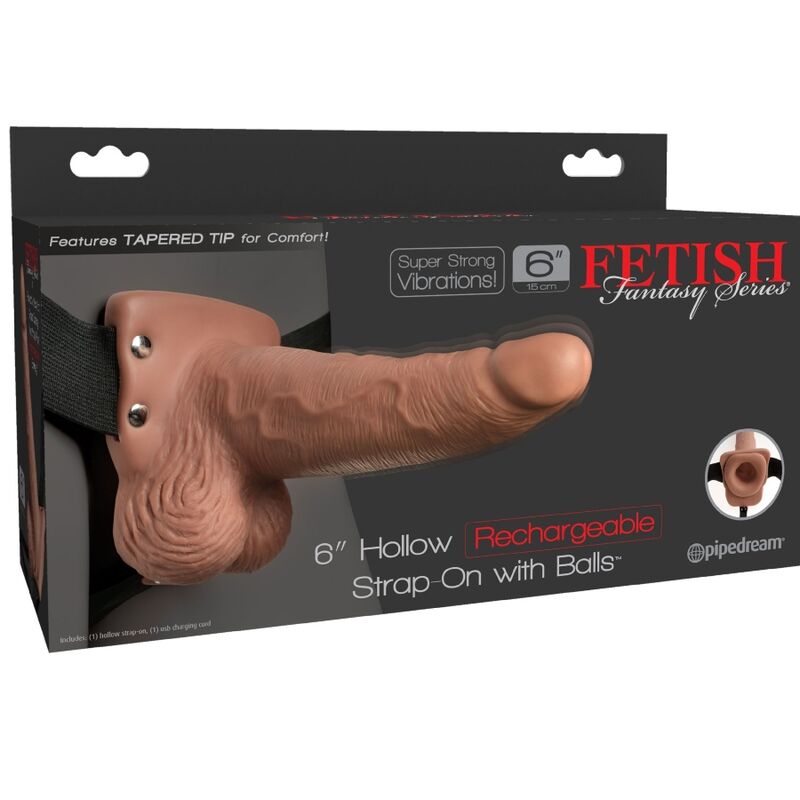 FETISH FANTASY SERIES - ARNÉS PARA PENE REALISTA AJUSTABLE CON TESTICULOS RECARGABLES Y VIBRADOR DE 15 CM