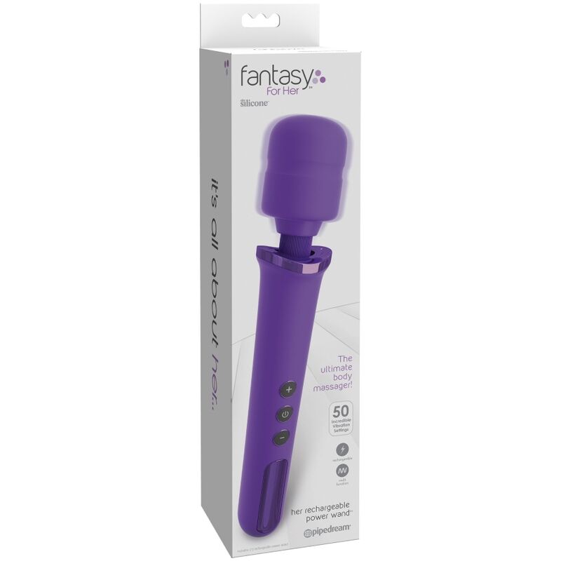 FANTASY FOR HER - BAGUETTE DE MASSAGE RECHARGEABLE POUR ELLE & VIBRATEUR 50 NIVEAUX VIOLETTES