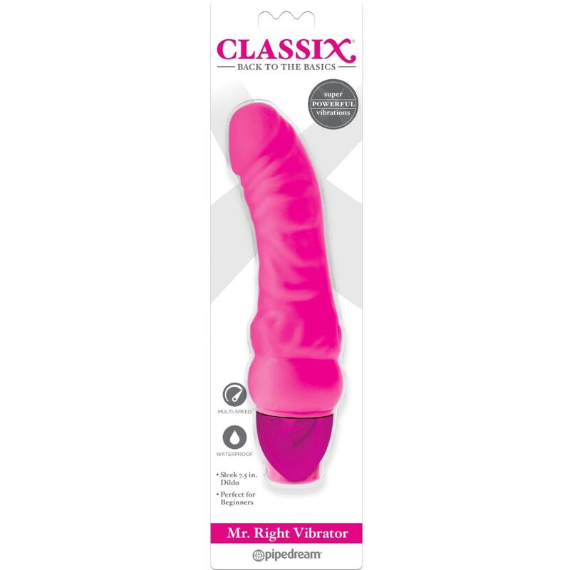 CLASSIX - DILDO VIBRANTE MR. MULTIVELOCIDAD DERECHA 15,5 CM ROSA