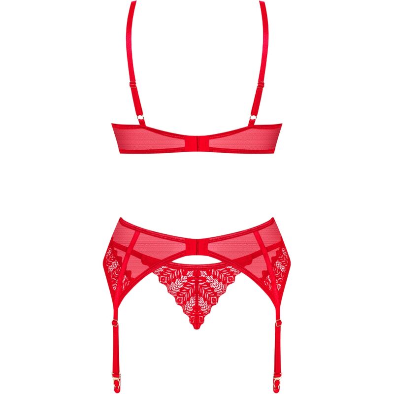 OBSESSIVE - INGRIDIA ENSEMBLE DEUX PIÈCES SANS CROTCHLESS ROUGE XL/XXL