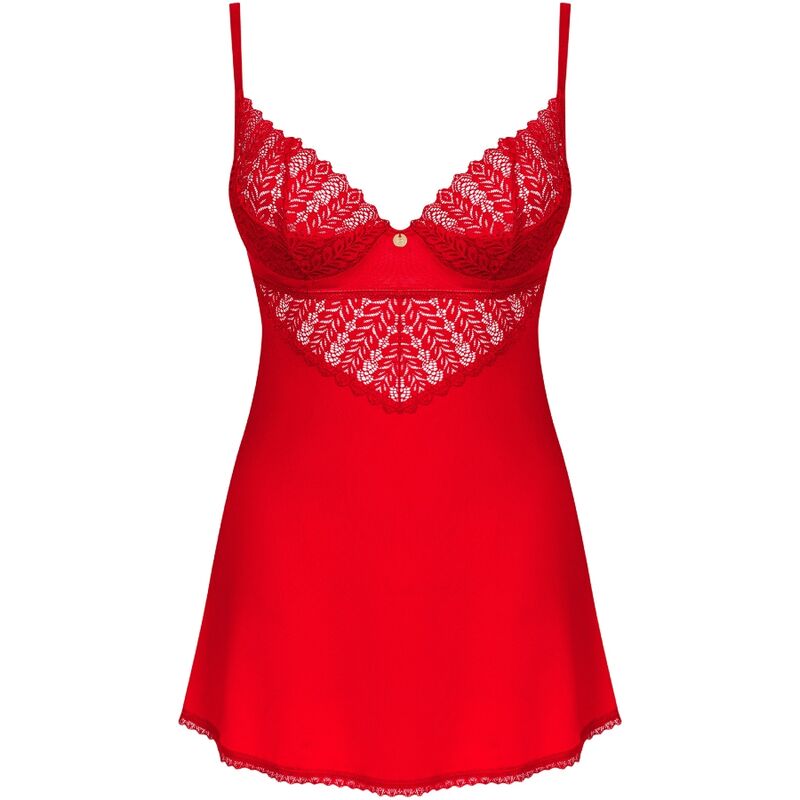 OBSESSIVE - CHEMISE & STRING INGRIDIA ROUGE XL/XXL