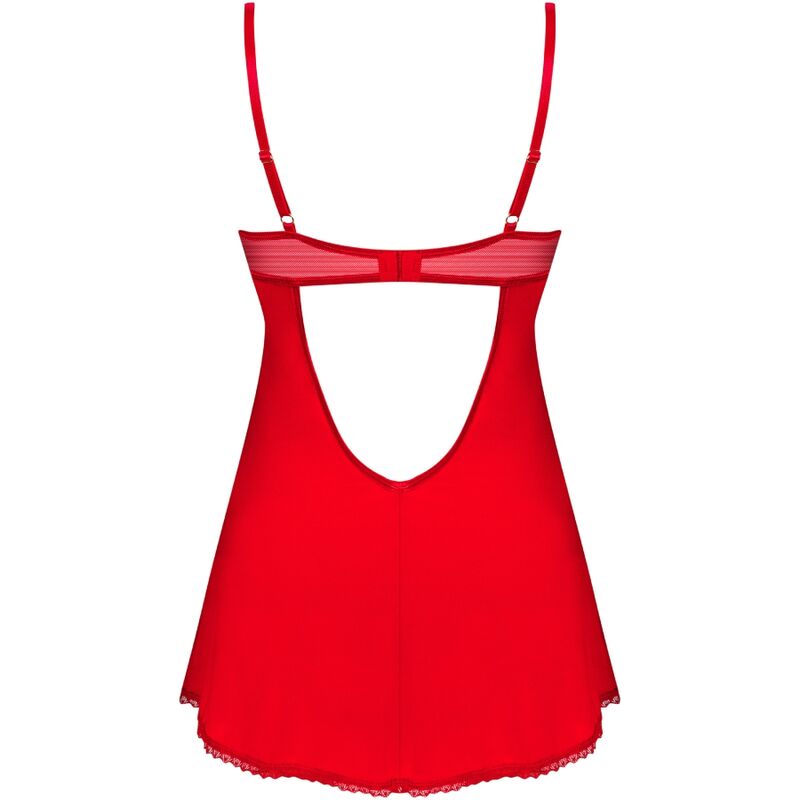 OBSESSIVE - CHEMISE & STRING INGRIDIA ROUGE XL/XXL