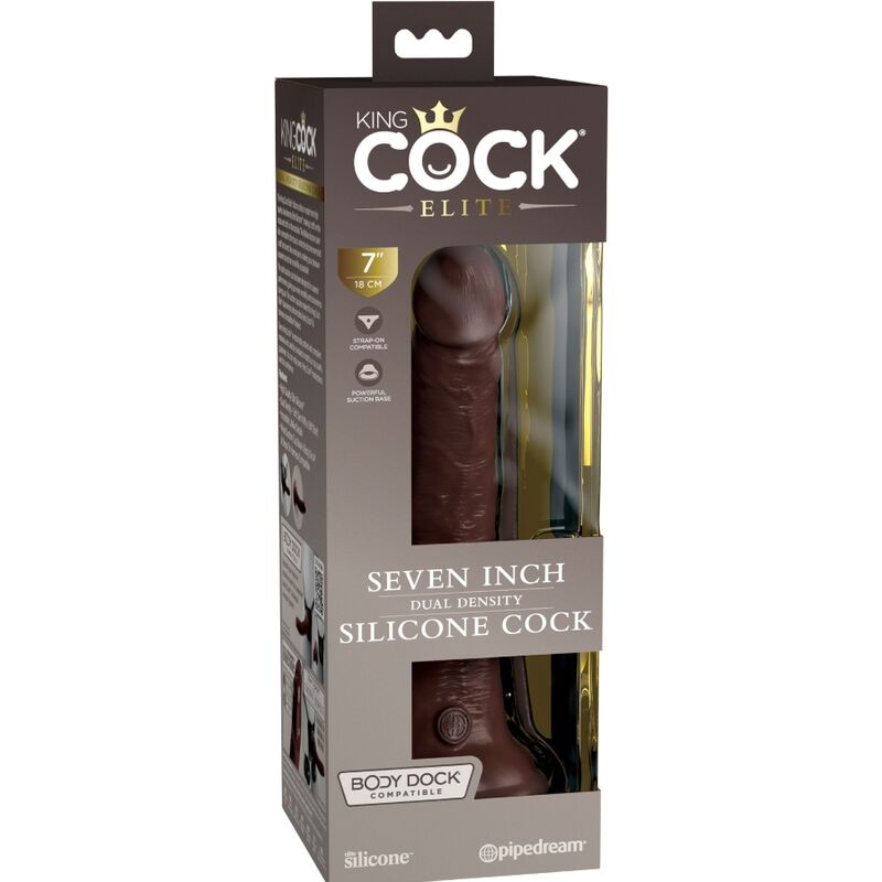 KING COCK - DILDO ELITE REALISTICO DE SILICONA 17,8 CM MARRÓN