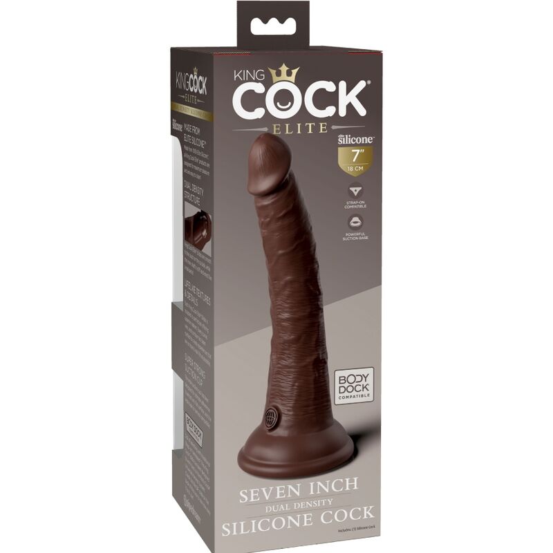 KING COCK - DILDO ELITE REALISTICO DE SILICONA 17,8 CM MARRÓN