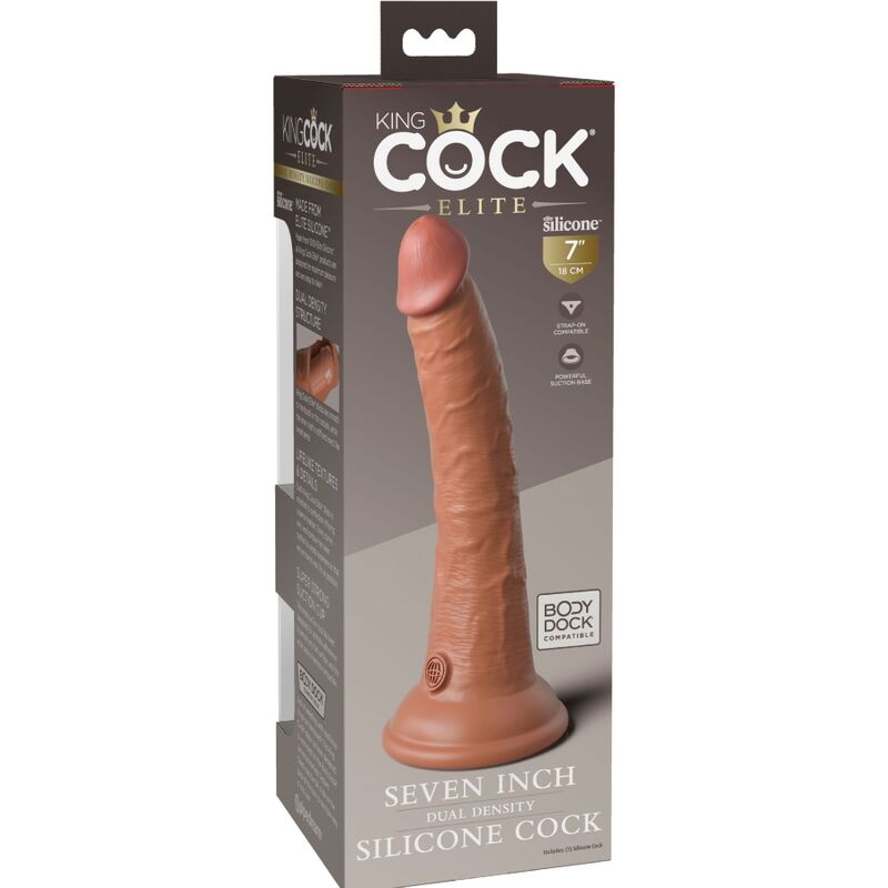 KING COCK - DILDO ELITE REALISTICO DE SILICONA 17,8 CM CARAMELO