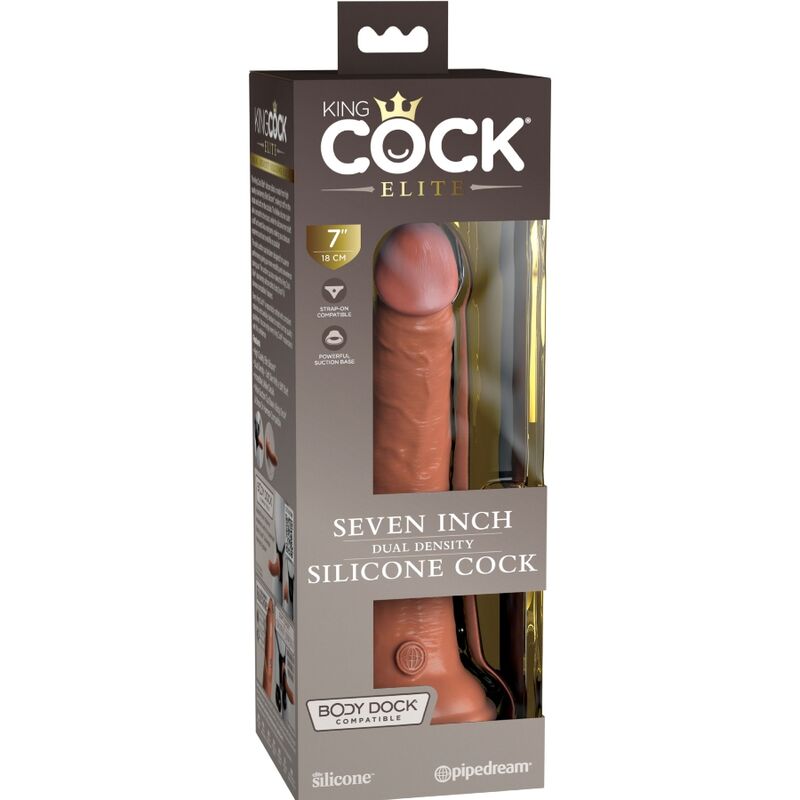 KING COCK - DILDO ELITE REALISTICO DE SILICONA 17,8 CM CARAMELO