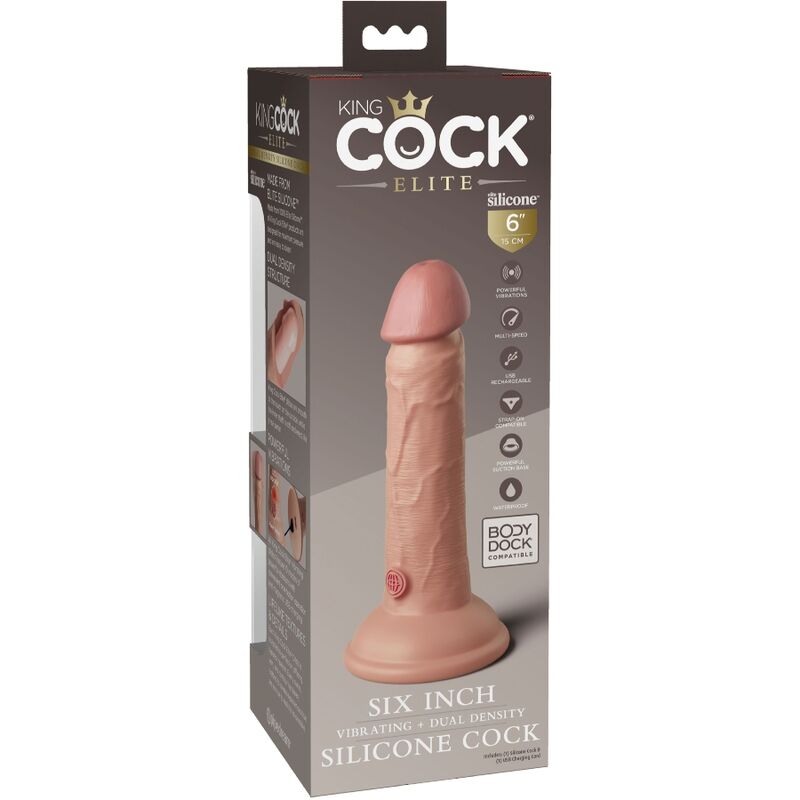 KING COCK - ELITE REALISTIC VIBRATING &amp; SILICONE DILDO 15.2 CM