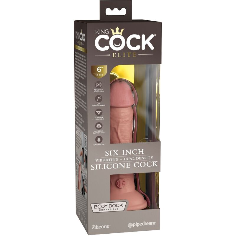 KING COCK - ELITE REALISTIC VIBRATING &amp; SILICONE DILDO 15.2 CM