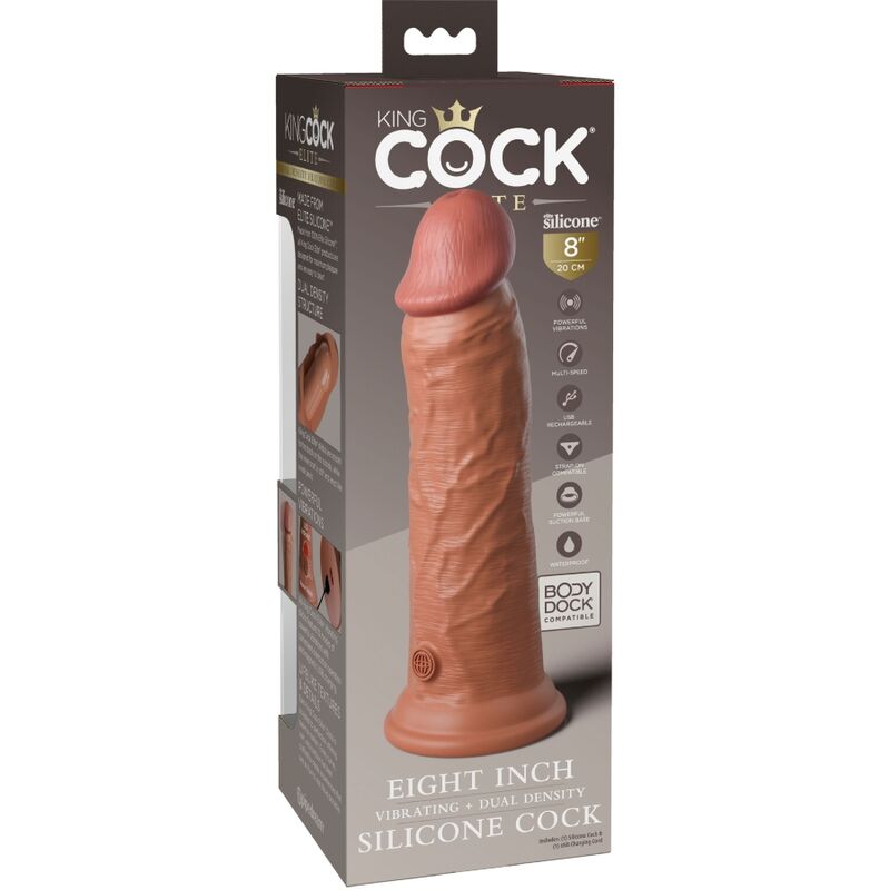 KING COCK - ELITE REALISTIC VIBRANTE Y DILDO DE SILICONA 20,3 CM CARAMELO