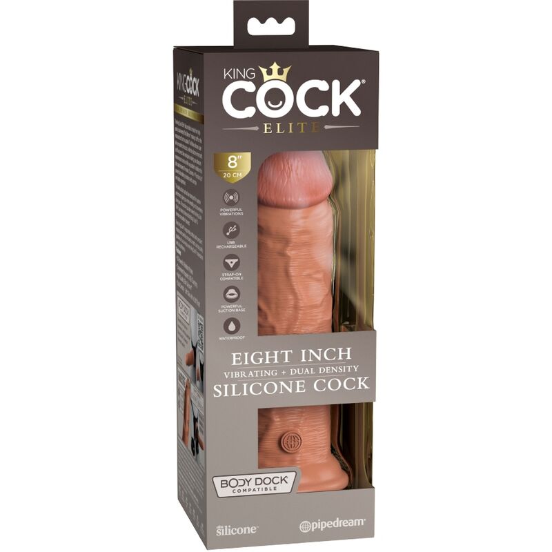 KING COCK - ELITE REALISTIC VIBRANTE Y DILDO DE SILICONA 20,3 CM CARAMELO