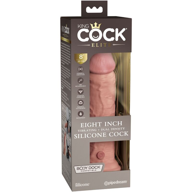 KING COCK - ELITE REALISTIC VIBRATING &amp; SILICONE DILDO 20.3 CM