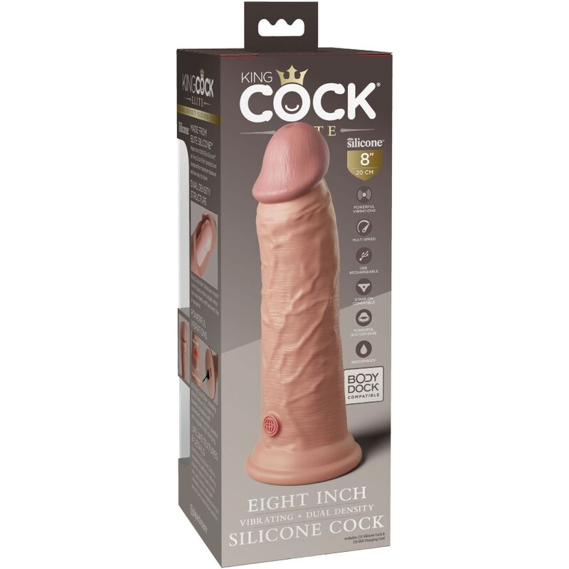 KING COCK - ELITE REALISTIC VIBRATING &amp; SILICONE DILDO 20.3 CM