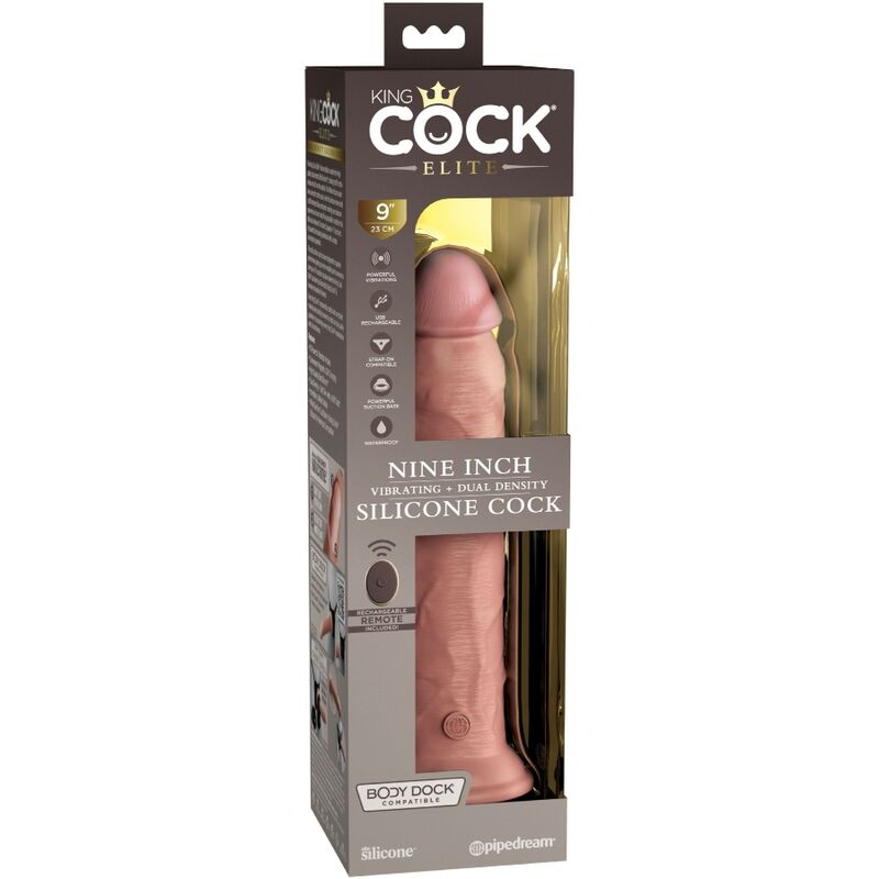 KING COCK - ELITE DILDO REALISTA VIBRADOR Y CONTROL REMOTO DE SILICONA 23 CM