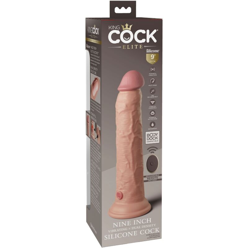 KING COCK - ELITE DILDO REALISTA VIBRADOR Y CONTROL REMOTO DE SILICONA 23 CM