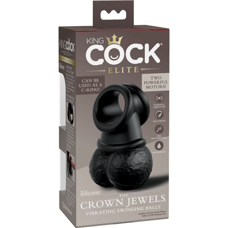 KING COCK - ELITE ANNEAU AVEC TESTICULE VIBRANT SILICONE