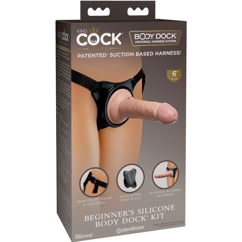 KING COCK - ARNÉS AJUSTABLE ELITE CON DILDO DE 15,2 CM PARA PRINCIPIANTES