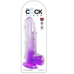 KING COCK - DILDO CLARO CON TESTICULOS 20,3 CM MORADO