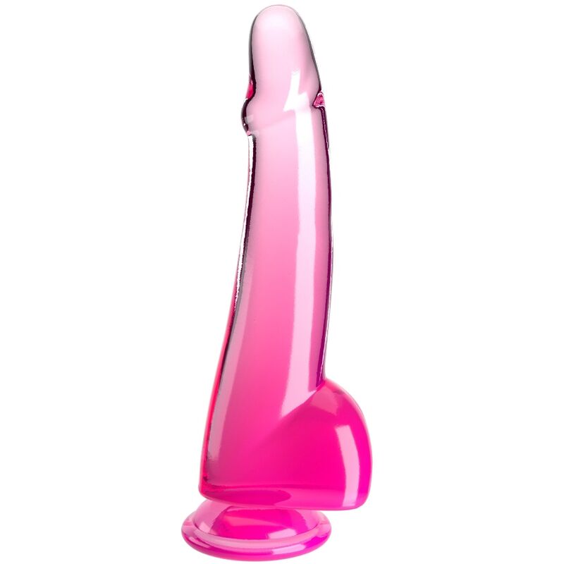 KING COCK - CLEAR DILDO TESTICLES 19 CM PINK