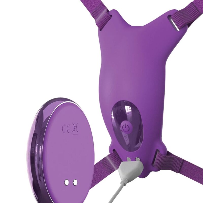 FANTASY FOR HER - VIBRATING BUTTERFLY HARNESS, RECHARGEABLE &amp; REMOTE CONTROL PURPLE