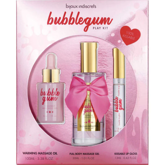 BIJOUX - INDISCRETS KIT DE JEU BUBBLEGUM AVEC HUILE, GEL ET BRILLANT LÈVRES