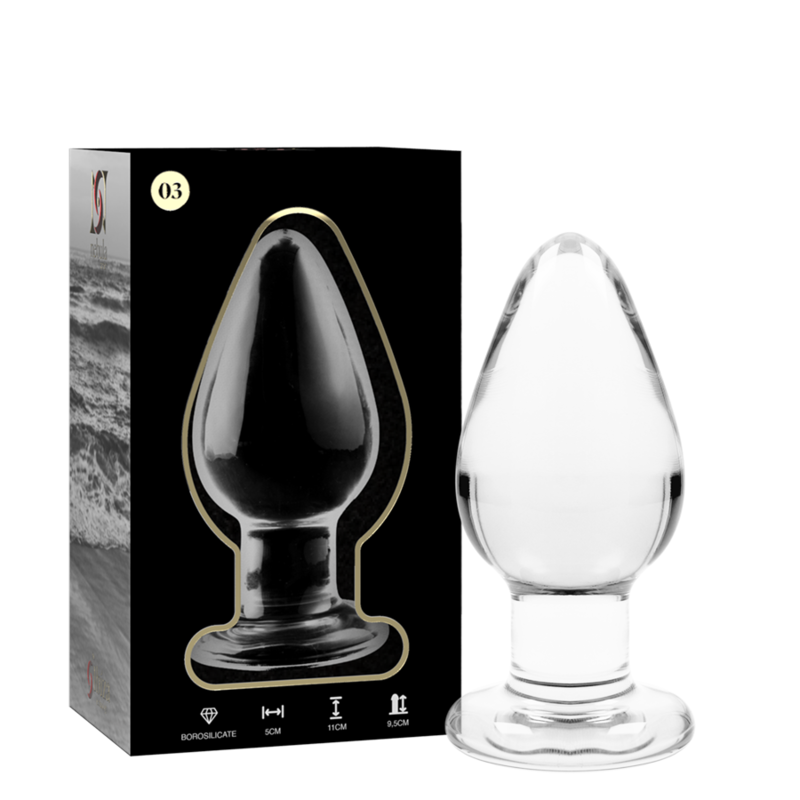 SERIE NEBULA DE IBIZA - PLUG ANAL MODELO 3 CRISTAL BOROSILICATO TRANSPARENTE 11 CM -O- 5 CM