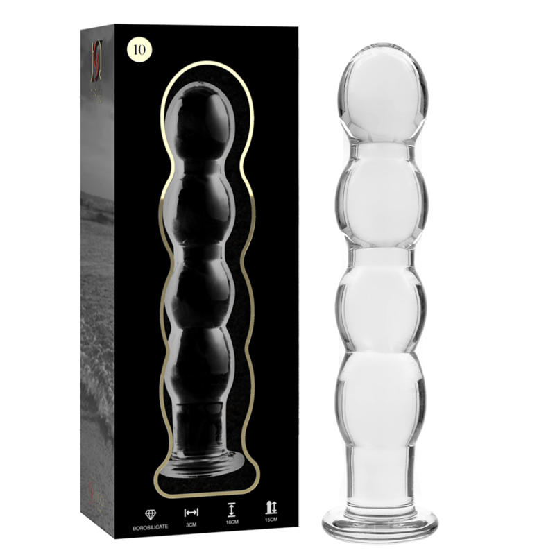 NEBULA SERIES BY IBIZA - MODEL 10 CLEAR BOROSILICATE GLASS DILDO 16.5 CM -O- 3.5 CM