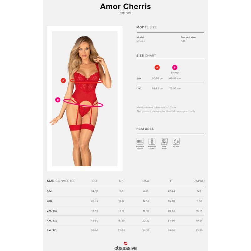 OBSESSIVE - CORSET AND Thong AMOR CHERRIS L/XL